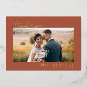 Carte Mariage de script Coeur Merci en terre cuite (Recto)