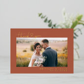 Carte Mariage de script Coeur Merci en terre cuite (Debout devant)