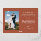 Carte Mariage de script Coeur Merci en terre cuite (Verso)