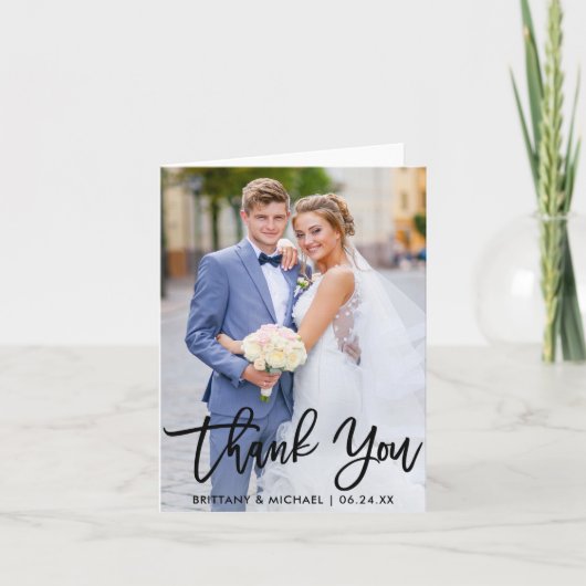 Carte Mariage de script de brosse moderne Photo Note Mer (Devant)