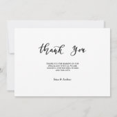 Carte Mariage de script de Merci décontracté (Dos)