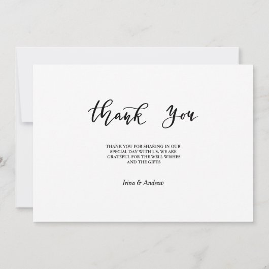 Carte Mariage de script de Merci décontracté (Dos)