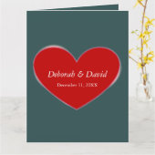 Carte Mariage de script gris ardoise du coeur rouge (Fleur jaune)