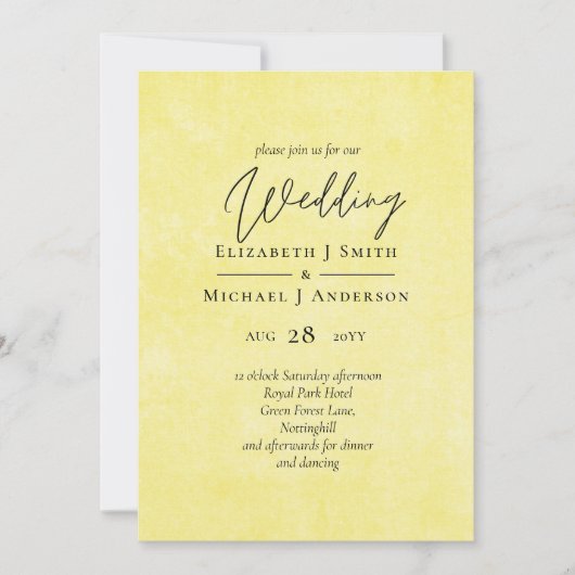 Carte MARIAGE de script jaune Turquoise BUDGET (Devant)