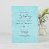 Carte MARIAGE de script jaune Turquoise BUDGET (Debout devant)