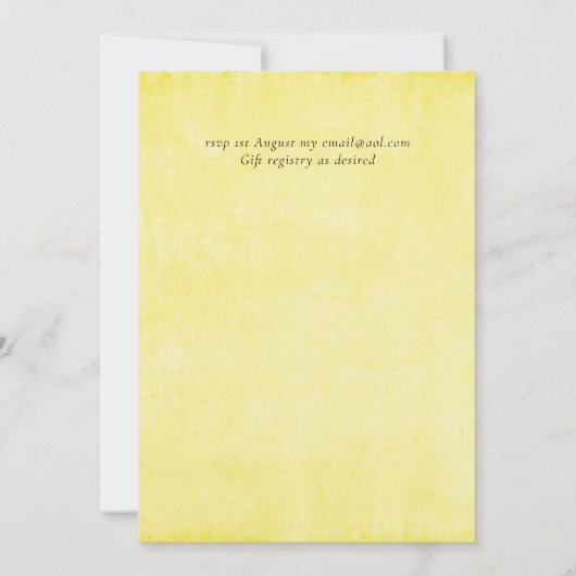 Carte MARIAGE de script jaune Turquoise BUDGET (Dos)