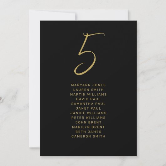 Carte Mariage de script lettres d'or noir moderne (Devant)