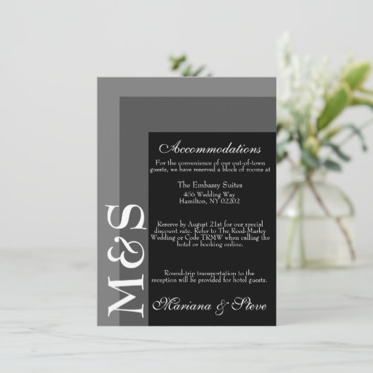 Carte Mariage de script moderne noir et blanc (Debout devant)