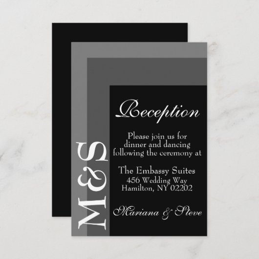 Carte Mariage de script moderne simple noir et bla (Devant / Derrière)