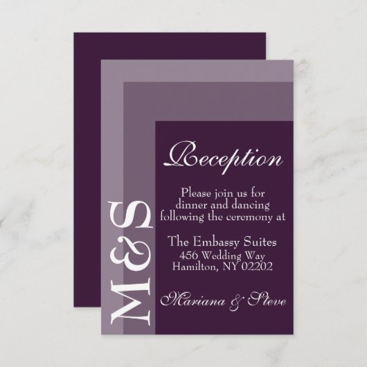 Carte Mariage de script moderne violet (Devant / Derrière)