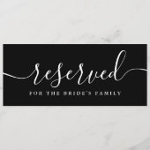 Carte Mariage de script noir et blanc Chaise réservée Si (Devant)