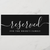 Carte Mariage de script noir et blanc Chaise réservée Si (Dos)