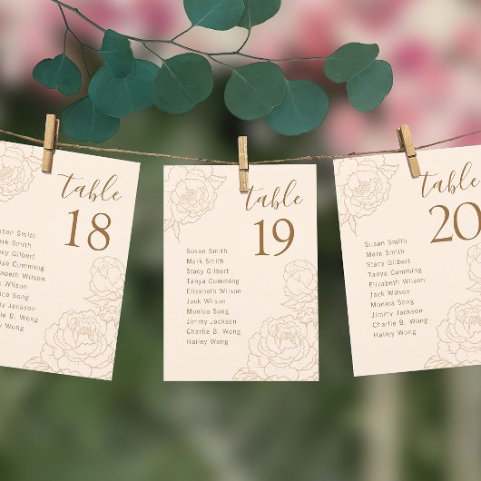 Carte Mariage de siège Elegant Peonies