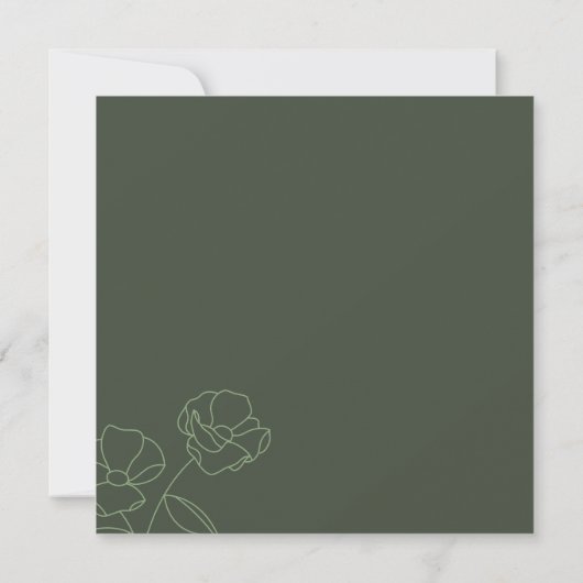 Carte Mariage de style Boho vert foncé (Dos)