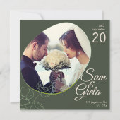 Carte Mariage de style Boho vert foncé (Devant)