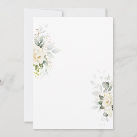 Carte Mariage de table de  de Roses blanches (Dos)