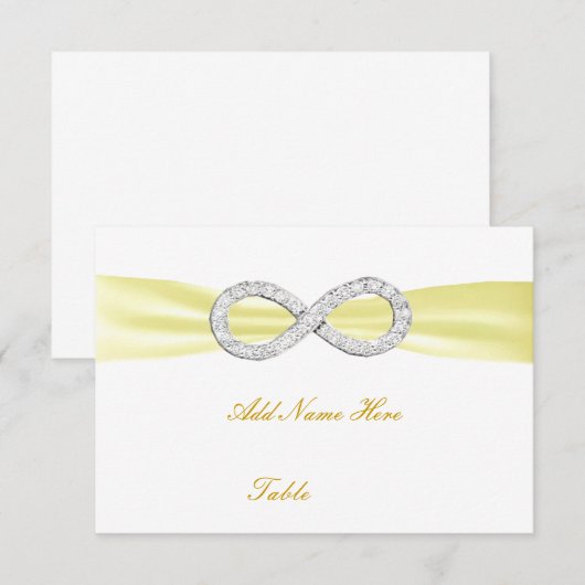 Carte Mariage de table Diamond jaune Infinity (Devant / Derrière)
