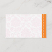 Carte mariage de table en damas rose et orange (Dos)