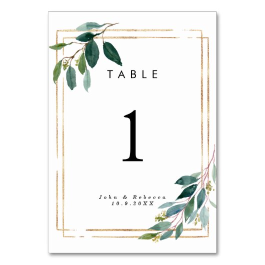 carte mariage de table faux or vert (Dos)