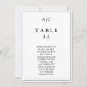 Carte Mariage de table Monogramme blanc (Devant)
