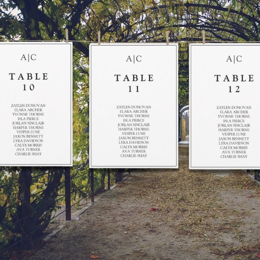 Carte Mariage de table Monogramme blanc