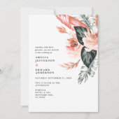 Carte Mariage de terracotta et feuillage tropical vert (Devant)