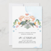 Carte Mariage de tortues de mer avec mariée et chambre (Devant)