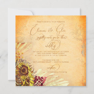 Carte Mariage de tournesol bohème rustique