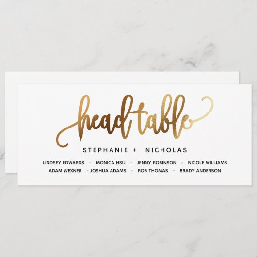 Carte Mariage de typographie de script Black Gold (Devant / Derrière)