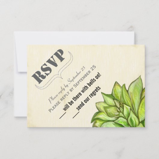 Carte Mariage de typographie moderne succulente rustique (Devant)