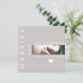 Carte Mariage de typographie simple Photo cœurs (Debout devant)