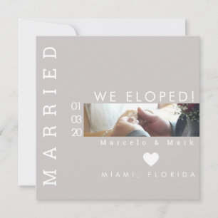 Carte Mariage de typographie simple Photo cœurs