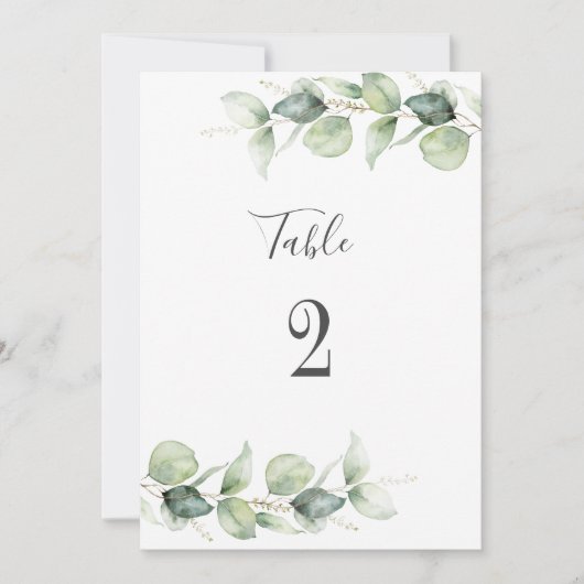 Carte Mariage de verdure Eucalyptus Tableau Numéro 2 Siè (Devant)