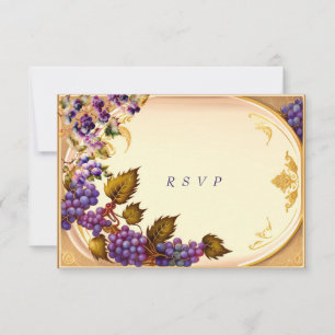 Carte Mariage de vigne dorée filigranée de cave à vin