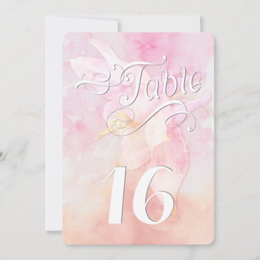 Carte Mariage D'EAU DE COLUMBINE ROSE COULEUR FLEURS (Devant)