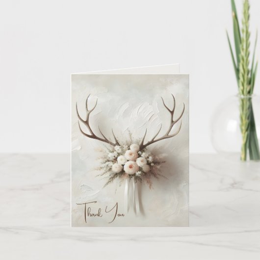 Carte Mariage Deer Antlers Merci (Devant)