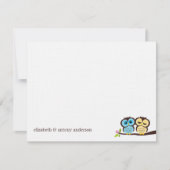 Carte Mariage des Chouettes bleues et jaunes (Devant)