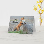 Carte Mariage des félicitations Red Fox Standing (Fleur jaune)