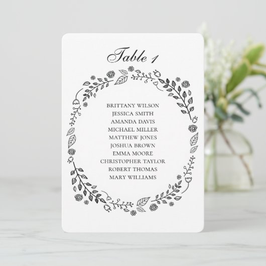 Carte mariage des fleurs en noir et blanc (Debout devant)