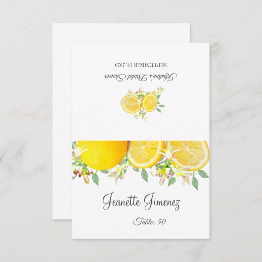 Carte Mariage d'été Boho Lemon moderne (Devant / Derrière)