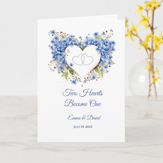 Carte mariage Deux Coeurs Deviennent Un (Fleur jaune)