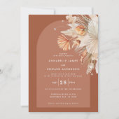 Carte Mariage d'herbe en terre cuite bohème moderne (Devant)