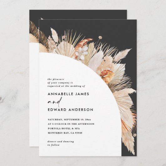 Carte Mariage d'herbe en terre cuite bohème moderne (Devant / Derrière)