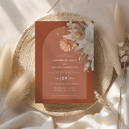 Carte Mariage d'herbe en terre cuite bohème moderne
