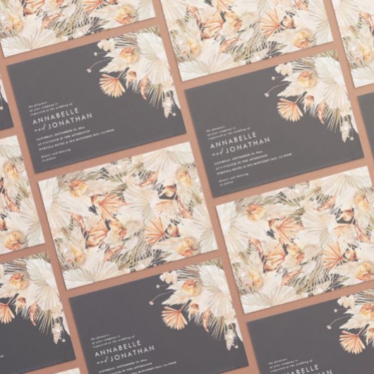 Carte Mariage d'herbe en terre cuite bohème moderne