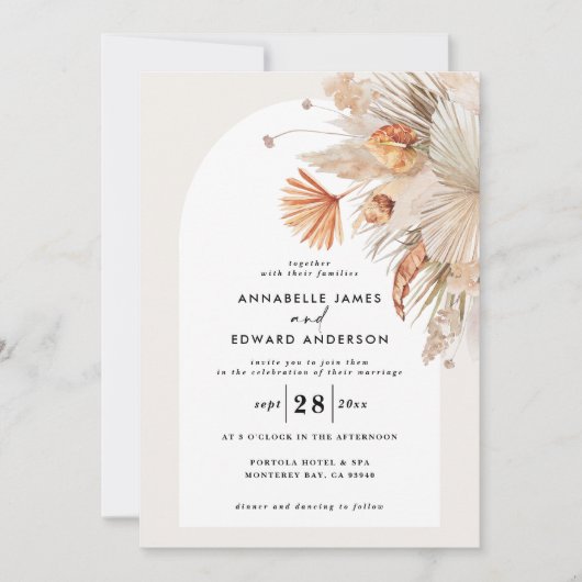 Carte Mariage d'herbe en terre cuite bohème moderne (Devant)