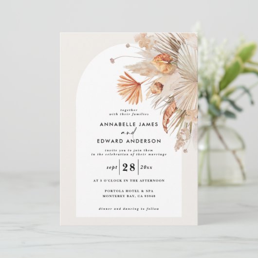 Carte Mariage d'herbe en terre cuite bohème moderne (Debout devant)