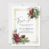 Carte Mariage d'hiver Eucalyptus Rose de Bourgogne (Devant)