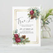 Carte Mariage d'hiver Eucalyptus Rose de Bourgogne (Debout devant)