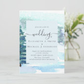 Carte Mariage d'hiver Pins de montagne neige (Debout devant)